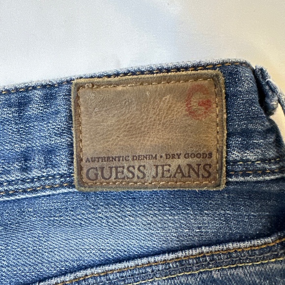 Guess Lincoln Slim Straight Blue Jeans Distressed Los Angeles 1981 Mens 34x32 - Picture 9 of 12